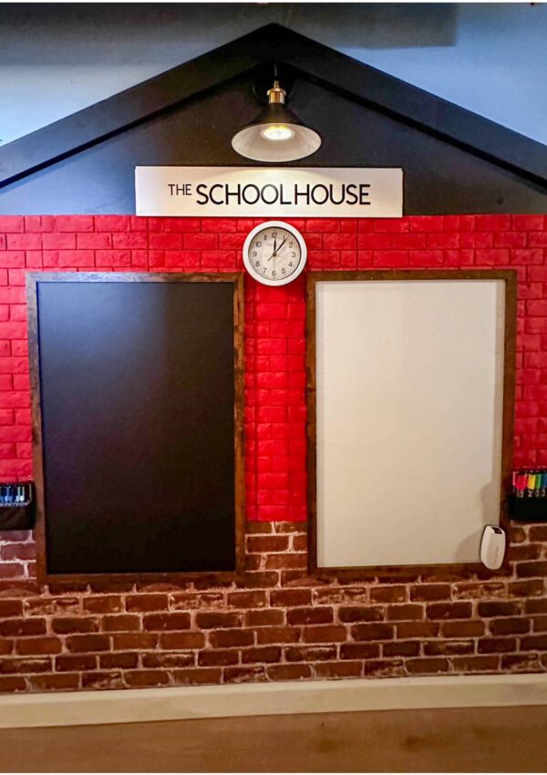 Schoolhouse area in playroom