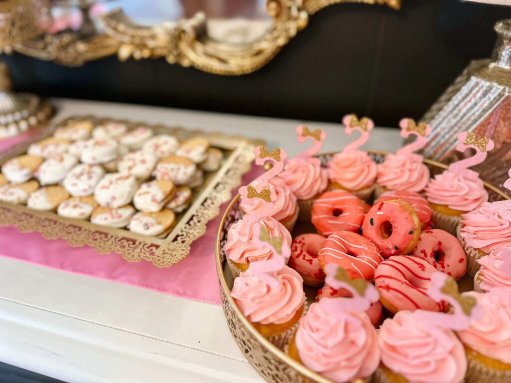 Pink cupcakes and donuts 