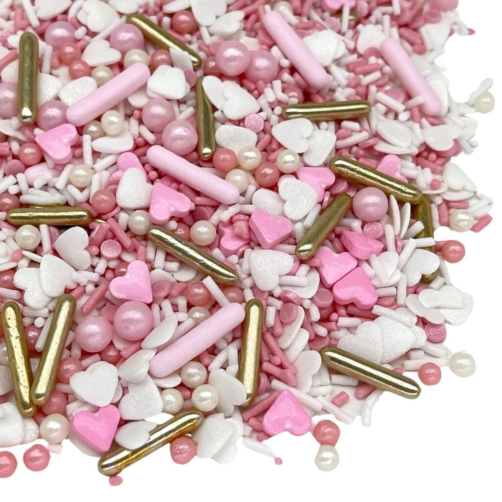 Pink white and gold sprinkles 