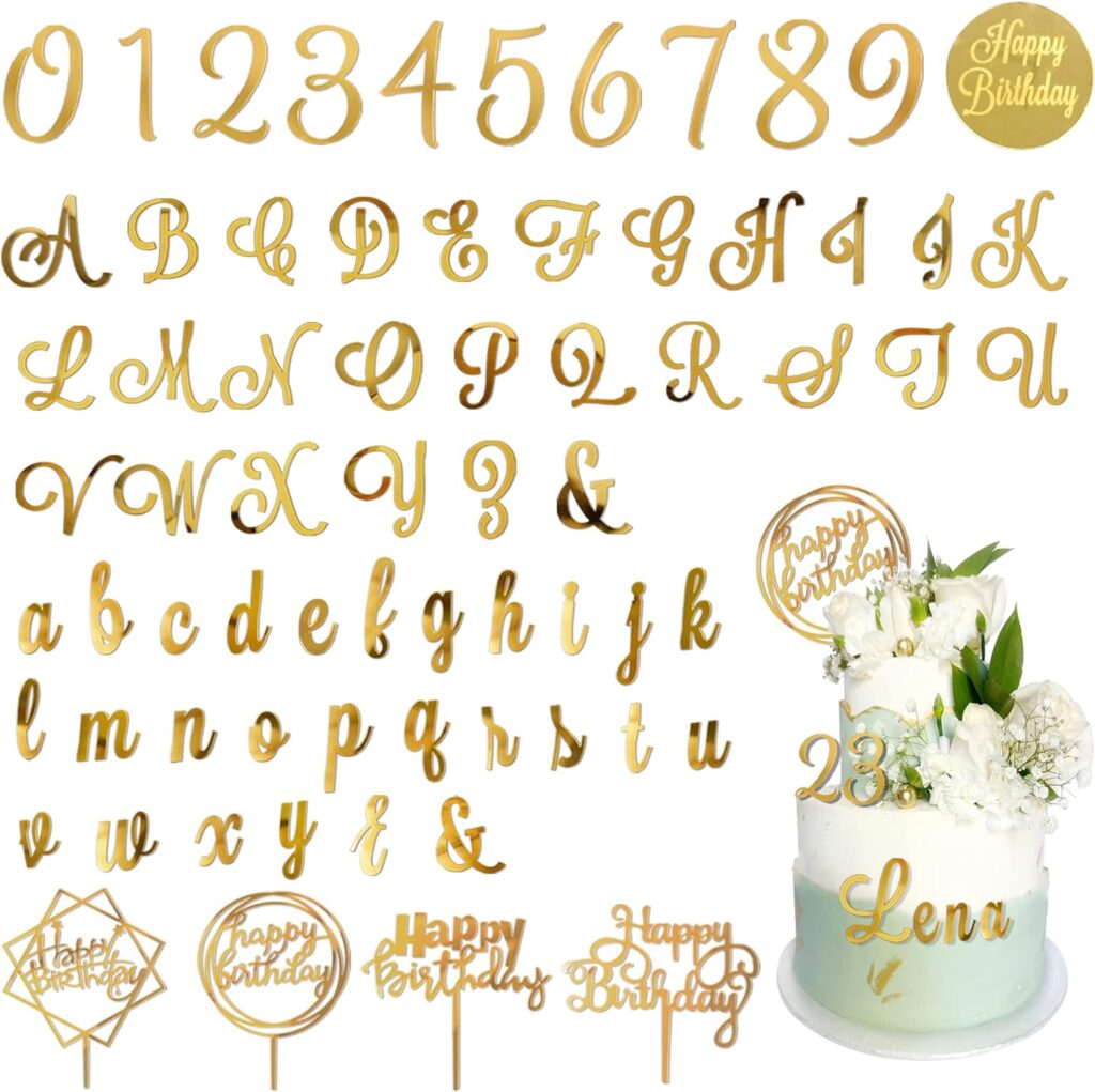 Gold letters for cake decorating